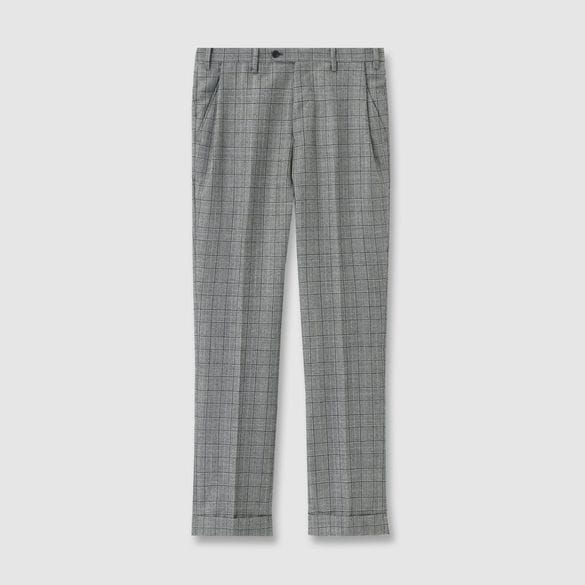 GLEN CHECK TAPERED SLACKS