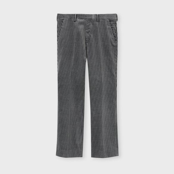 GINGUM CHECK VELVET BOOT CUT SLACKS