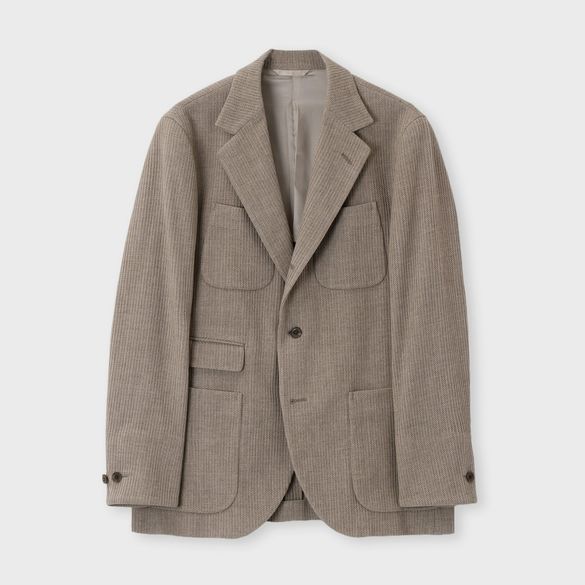 WOOL CASHMERE RIB HUNTING JACKET